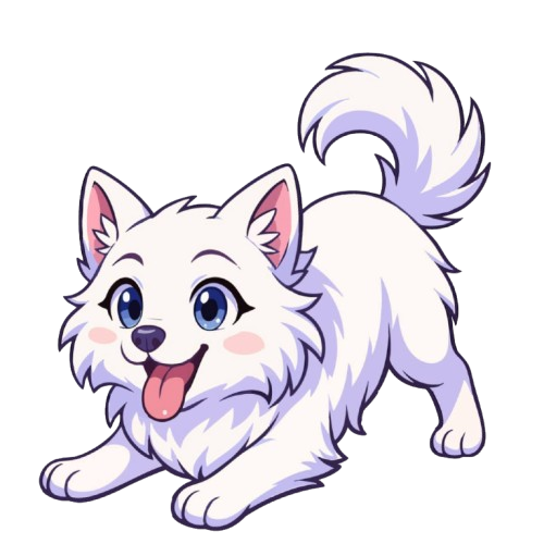 Maya the Samoyed in playful pose - AVAX Edition
